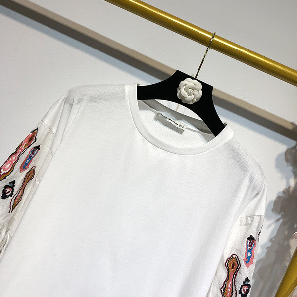 Bluza casual de dama cu maneci 3/4 cu broderie si franjuri