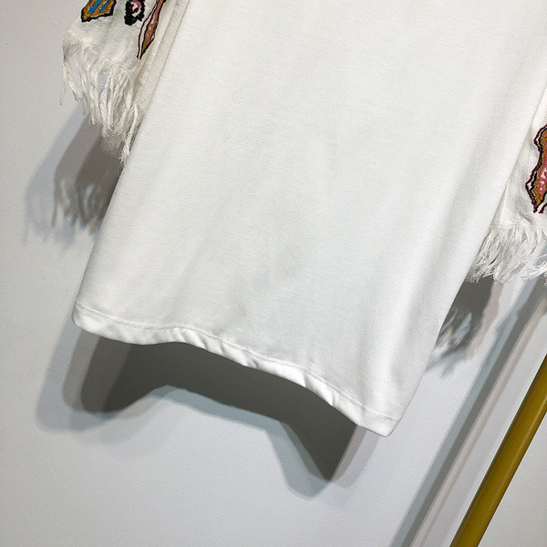 Bluza casual de dama cu maneci 3/4 cu broderie si franjuri