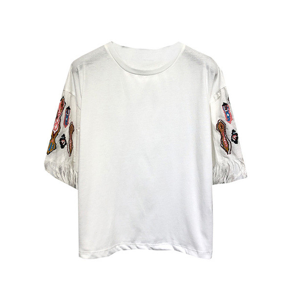 Bluza casual de dama cu maneci 3/4 cu broderie si franjuri