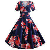 Rochie de dama cu maneci scurte si decolteu in V