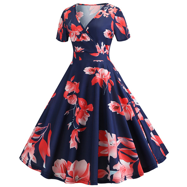 Rochie de dama cu maneci scurte si decolteu in V