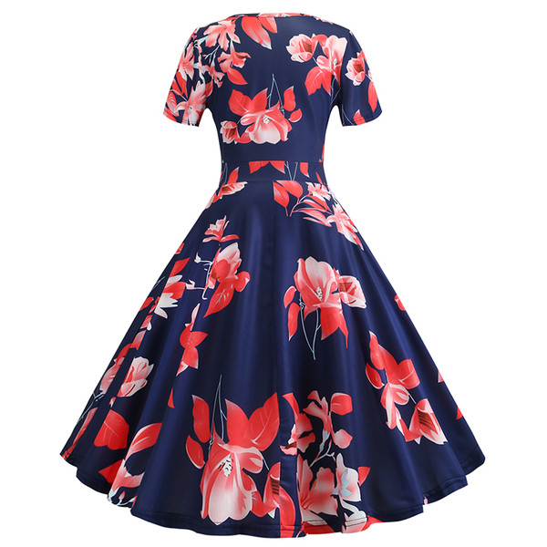 Rochie de dama cu maneci scurte si decolteu in V