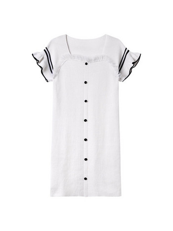 Rochie casual dama in alb si negru - model drept