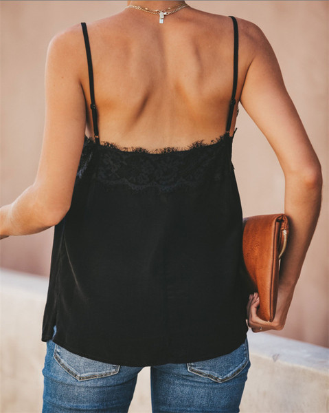 Maieu modern de damă cu dantelă și bretele subțiri în alb și negru