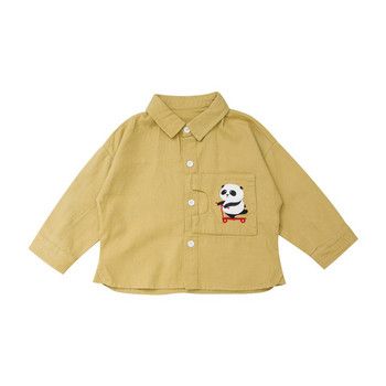 Модерна детска риза за момчета с копчета в жълт,розов и син цвят