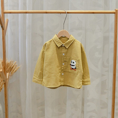 Cămașă modernă pentru copii pentru băieți cu nasturi în galben, roz și albastru