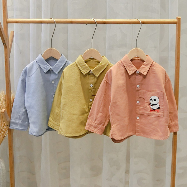 Cămașă modernă pentru copii pentru băieți cu nasturi în galben, roz și albastru