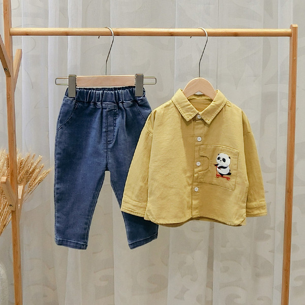 Cămașă modernă pentru copii pentru băieți cu nasturi în galben, roz și albastru