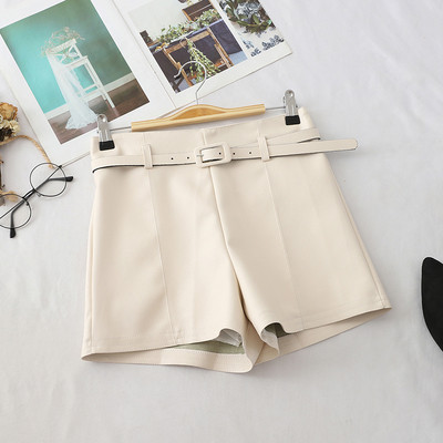 Pantaloni scurti de dama din imitatie de piele cu curea in mai multe culori