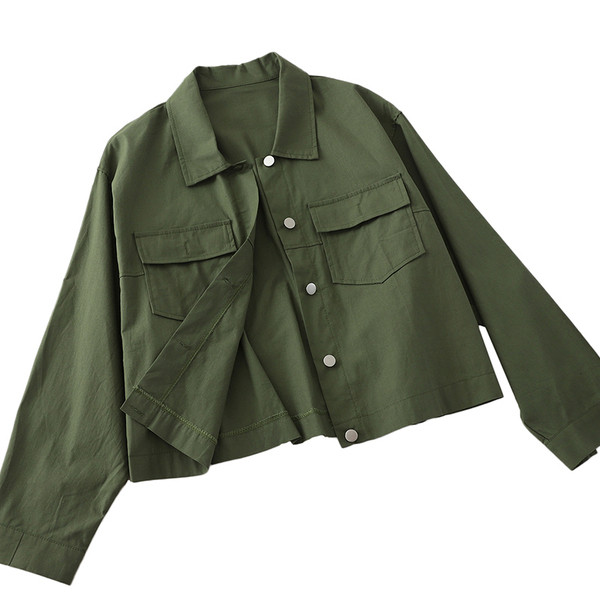 Geaca dama slim model lat cu sireturi pe spate in culoarea alb si verde