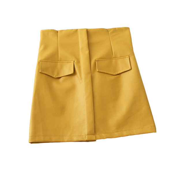 Fusta de dama eleganta din imitatie de piele cu talie inalta in mai multe culori