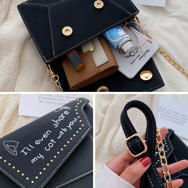 Geantă modernă de damă cu inscripție în patru culori