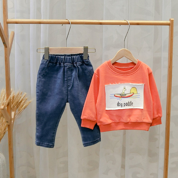 Bluză modernă pentru copii cu decolteu O - două culori