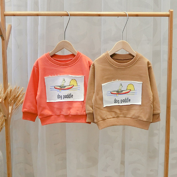 Bluză modernă pentru copii cu decolteu O - două culori