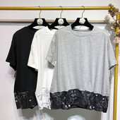 Tricou dama cu decolteu oval si maneci scurte in trei culori