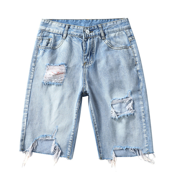 Pantaloni moderni de dama cu motive rupte lungime 3/4