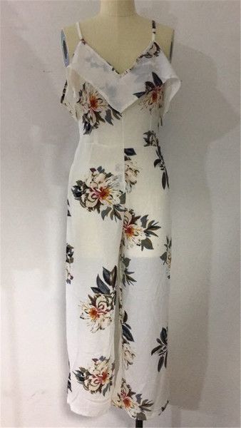 Virágmintás fehér női hosszú jumpruha