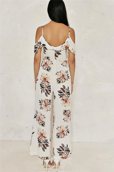 Virágmintás fehér női hosszú jumpruha