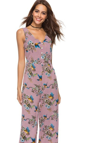 Цветен дамски гащеризон с копчета