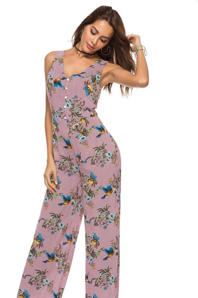 Цветен дамски гащеризон с копчета