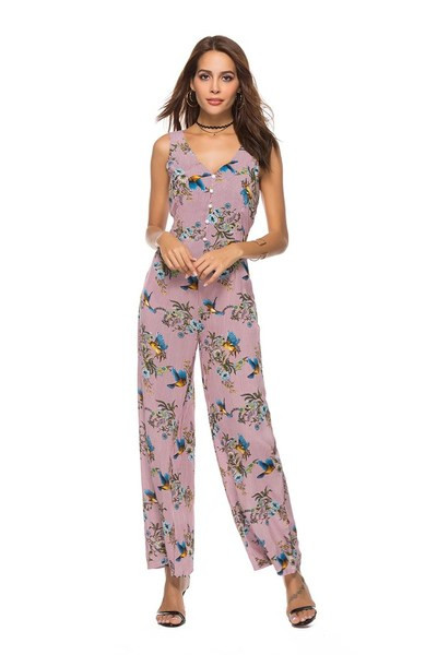 Цветен дамски гащеризон с копчета