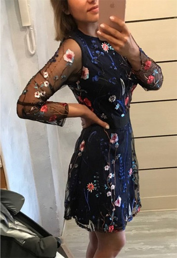 Модерна дамска рокля с дълъг  ръкав в два цвята