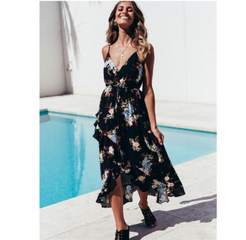 Rochie de dama cu bretele subtiri in alb si negru