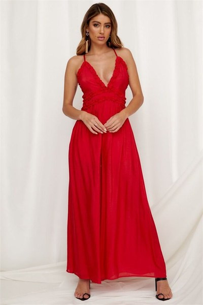 Модерен дамски гащеризон с V-образно  деколте в няколко цвята