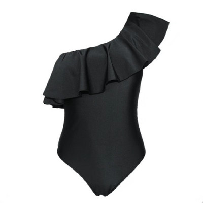 Costum de baie elegant, cu o curea în culorile roz, verde și negru