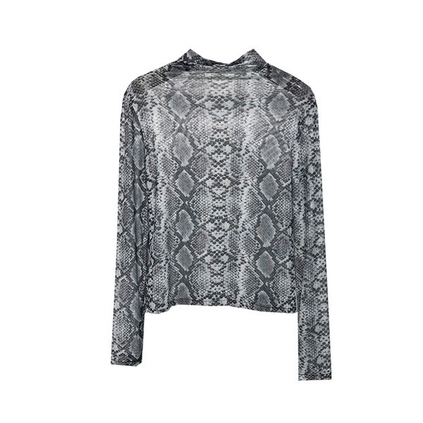 Актуална дамска блуза с дълъг ръкав и животински принт