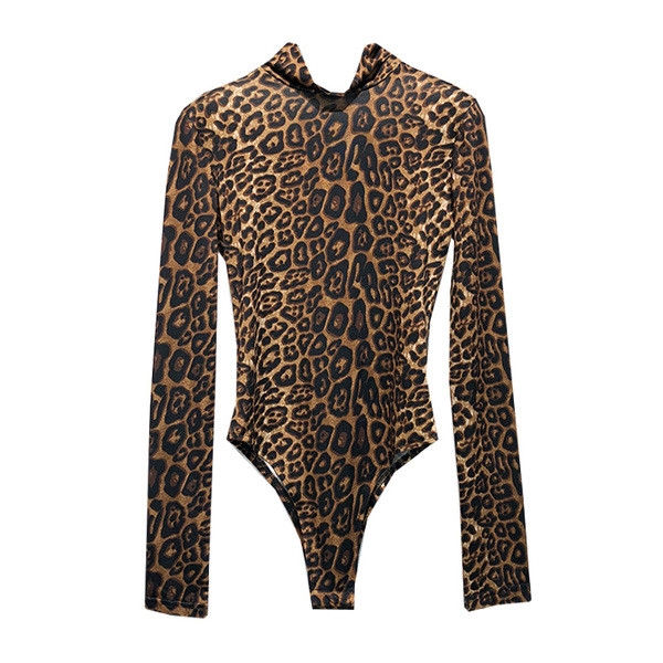 Body de dama cu maneci lungi si imprimeu animal