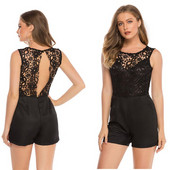 Μοντέρνες γυναικείες ολόσωμες φόρμες με δαντέλα σε μαύρο και άσπρο χρώμα