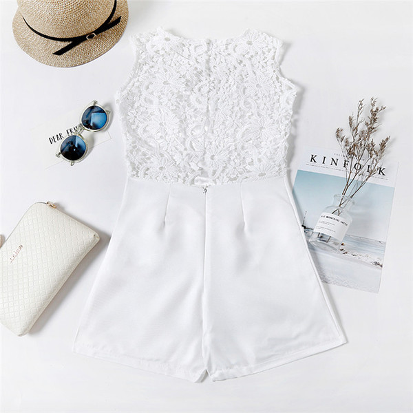 Μοντέρνες γυναικείες ολόσωμες φόρμες με δαντέλα σε μαύρο και άσπρο χρώμα