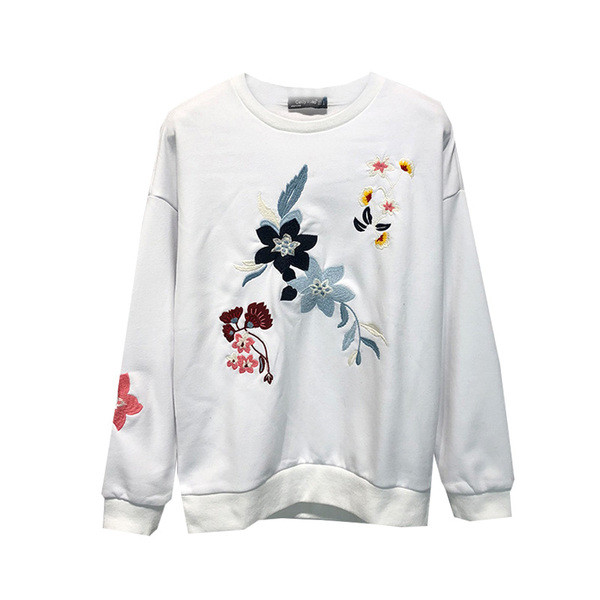 Bluza de dama cu decolteu oval si maneci lungi in doua culori cu broderie