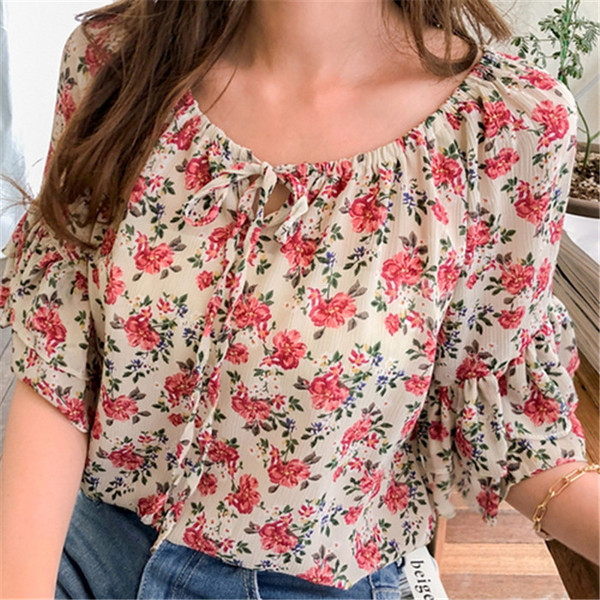 Bluză de damă modernă cu model floral în două culori