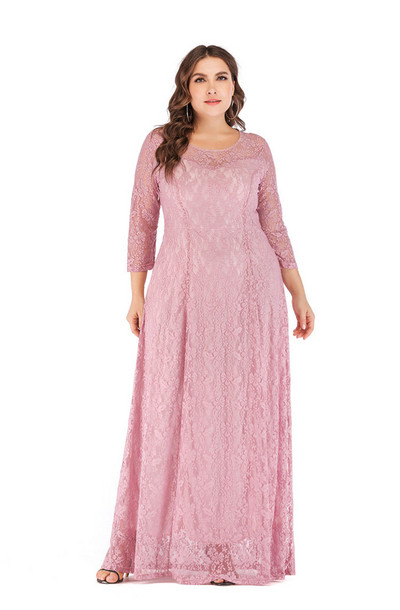 Официална дамска рокля с О-образно деколте в четири цвята