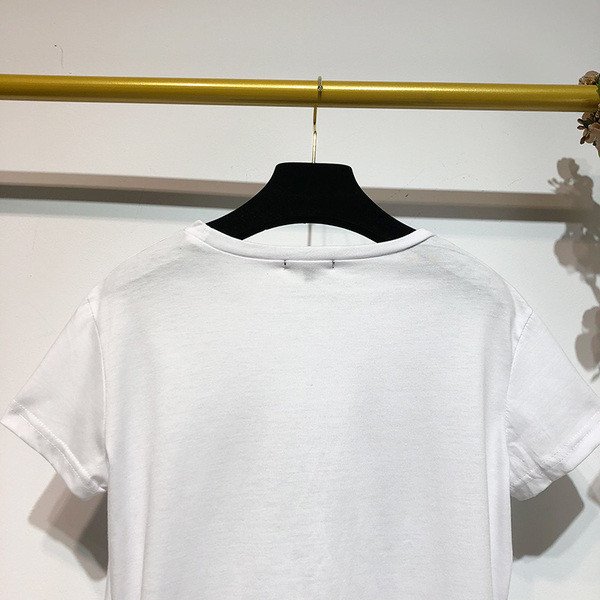 Tricou cu maneci scurte si aplicatie alb