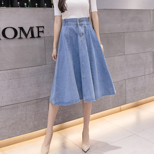 Fusta de dama lunga din denim casual in doua culori