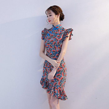 Rochie de dama cu aplicatie colorata - model asimetric