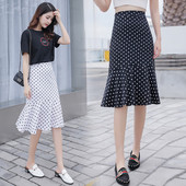 Fusta casual dama cu talie inalta in doua culori de puncte