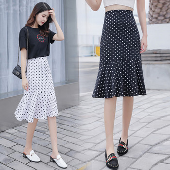 Fusta casual dama cu talie inalta in doua culori de puncte