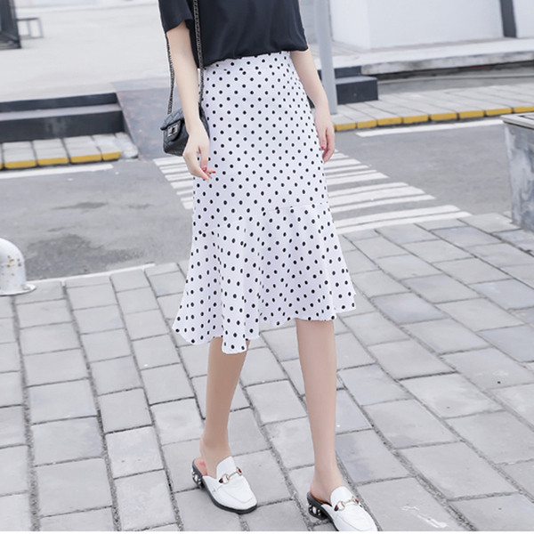 Fusta casual dama cu talie inalta in doua culori de puncte