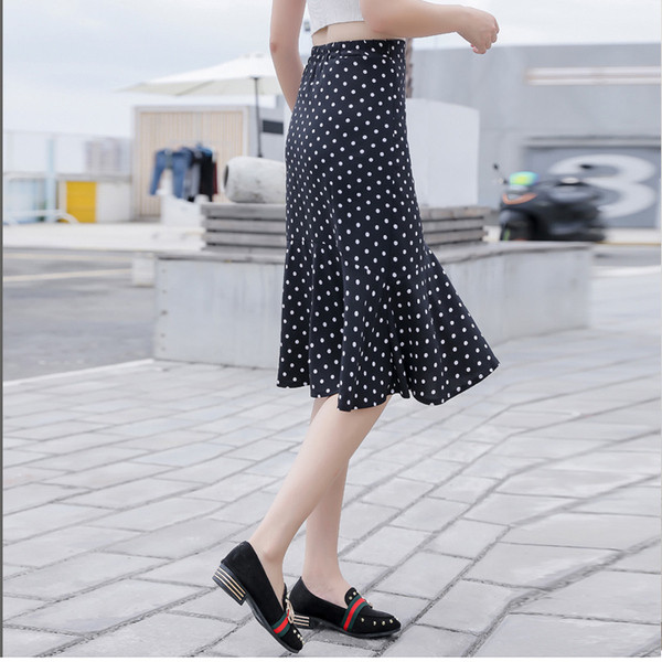 Fusta casual dama cu talie inalta in doua culori de puncte