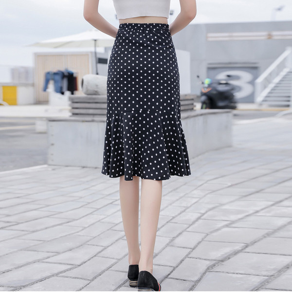 Fusta casual dama cu talie inalta in doua culori de puncte