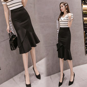 Дамска елегантна черна пола с висока талия