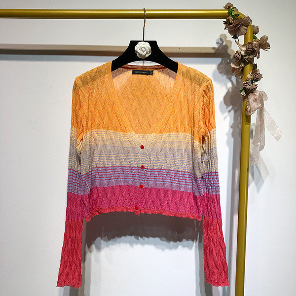 Cardigan colorat de damă cu mâneci lungi - tricotat subțire