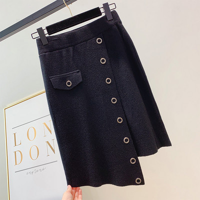 Fusta asimetrica de dama cu talie inalta