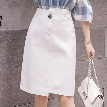 Fusta eleganta de dama asimetrica in doua culori