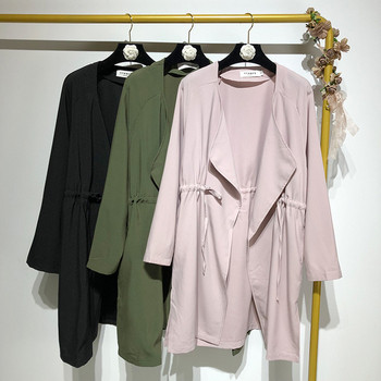 Дамско пролетно - есенно яке с дълъг ръкав и връзки на талията