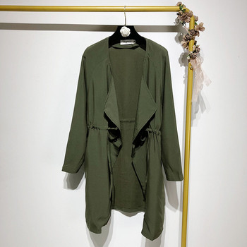 Дамско пролетно - есенно яке с дълъг ръкав и връзки на талията